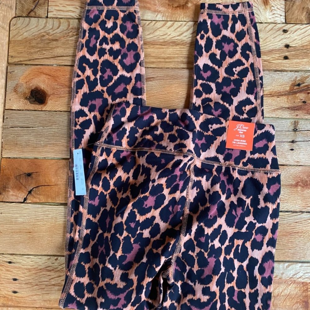 NEW J. Crew Leopard High Rise 7/8 Leggings Animal Print Brown - Picture 5 of 5